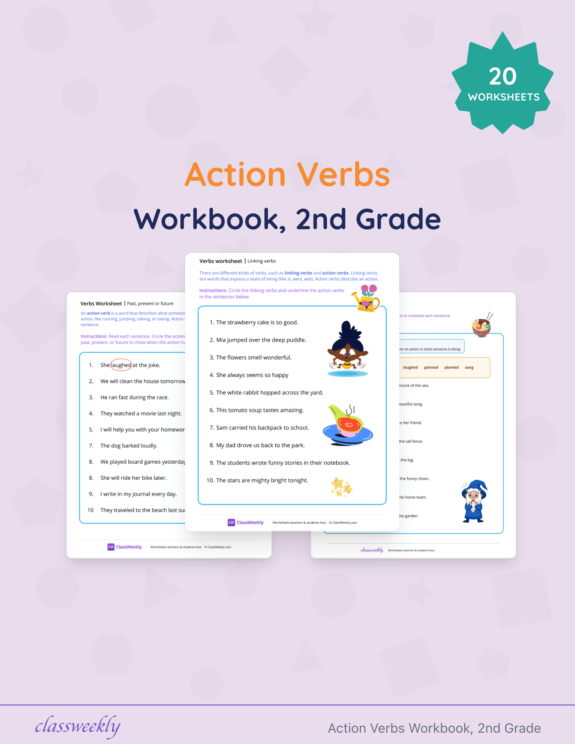 Action Verbs Workbook, 2nd Grade cover