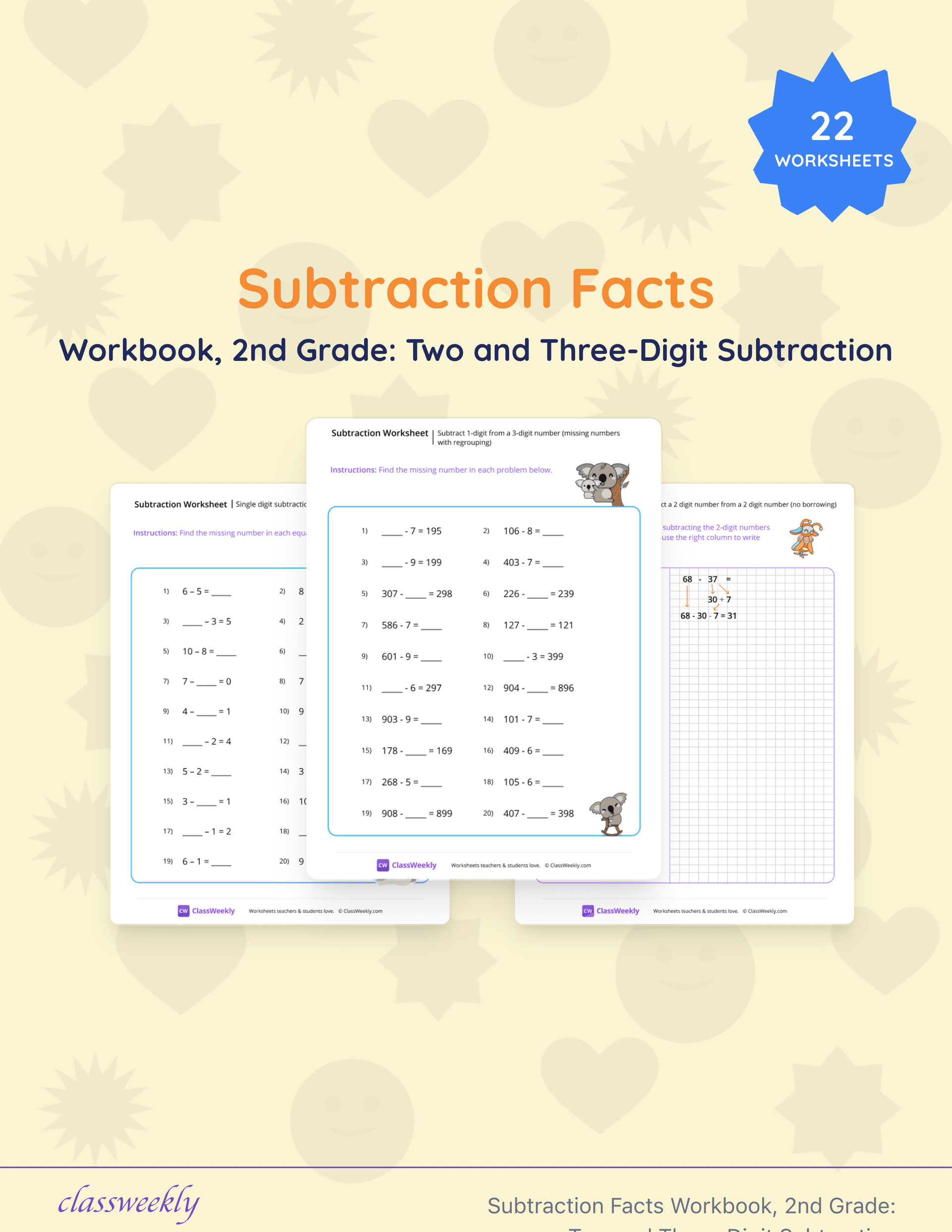 Subtraction Facts Workbook, 2nd Grade: Two and Three-Digit Subtraction