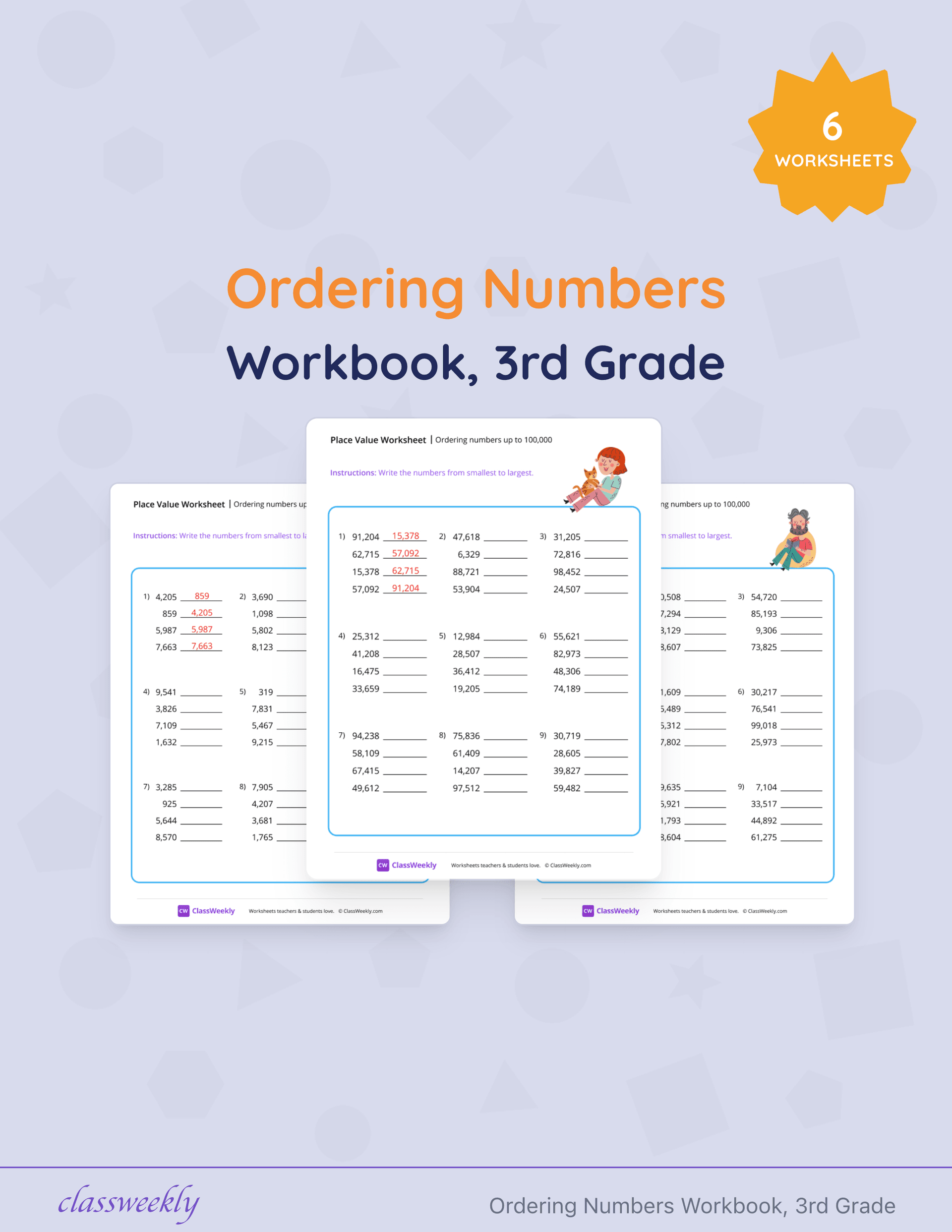 Ordering Numbers Workbook, 3rd Grade cover