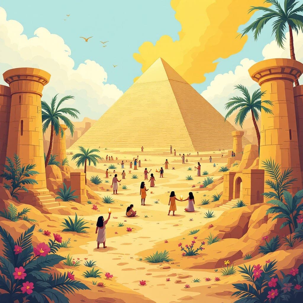 Ancient Egyptians: Nile centrality, pyramids, hieroglyphics, mummification, pharaohs