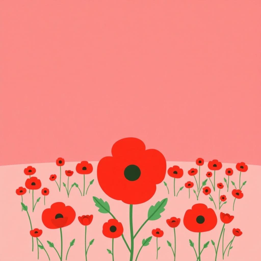 ANZAC Day: Poppy/rosemary symbols, simple idea of remembering soldiers