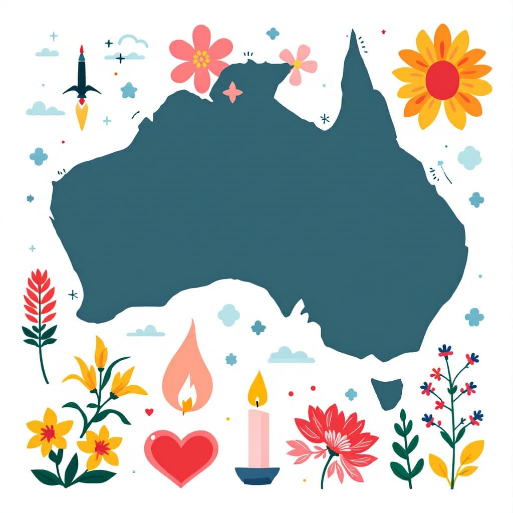 Australian Symbols and Emblems: Commonwealth Coat of Arms, Australian Flag, First Nations flags, floral emblems, religious symbols, classroom activities