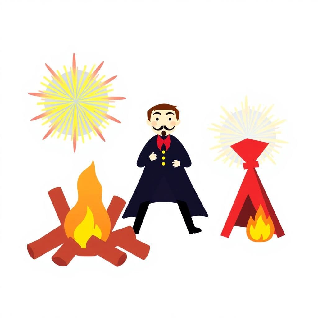 Bonfire Night: Simple story of Guy Fawkes and fireworks/bonfires, classroom activities