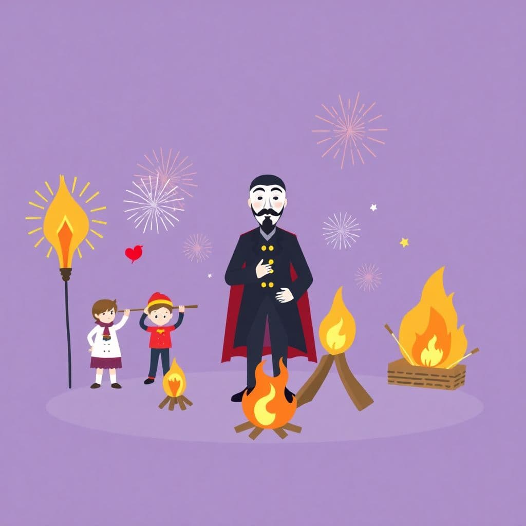 Bonfire Night: Simple story of Guy Fawkes and fireworks/bonfires