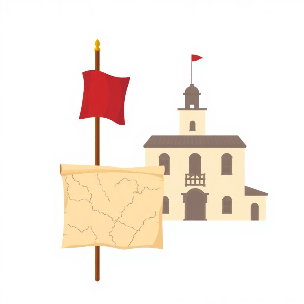 Boston Massacre: a historic flag and an old parchment map