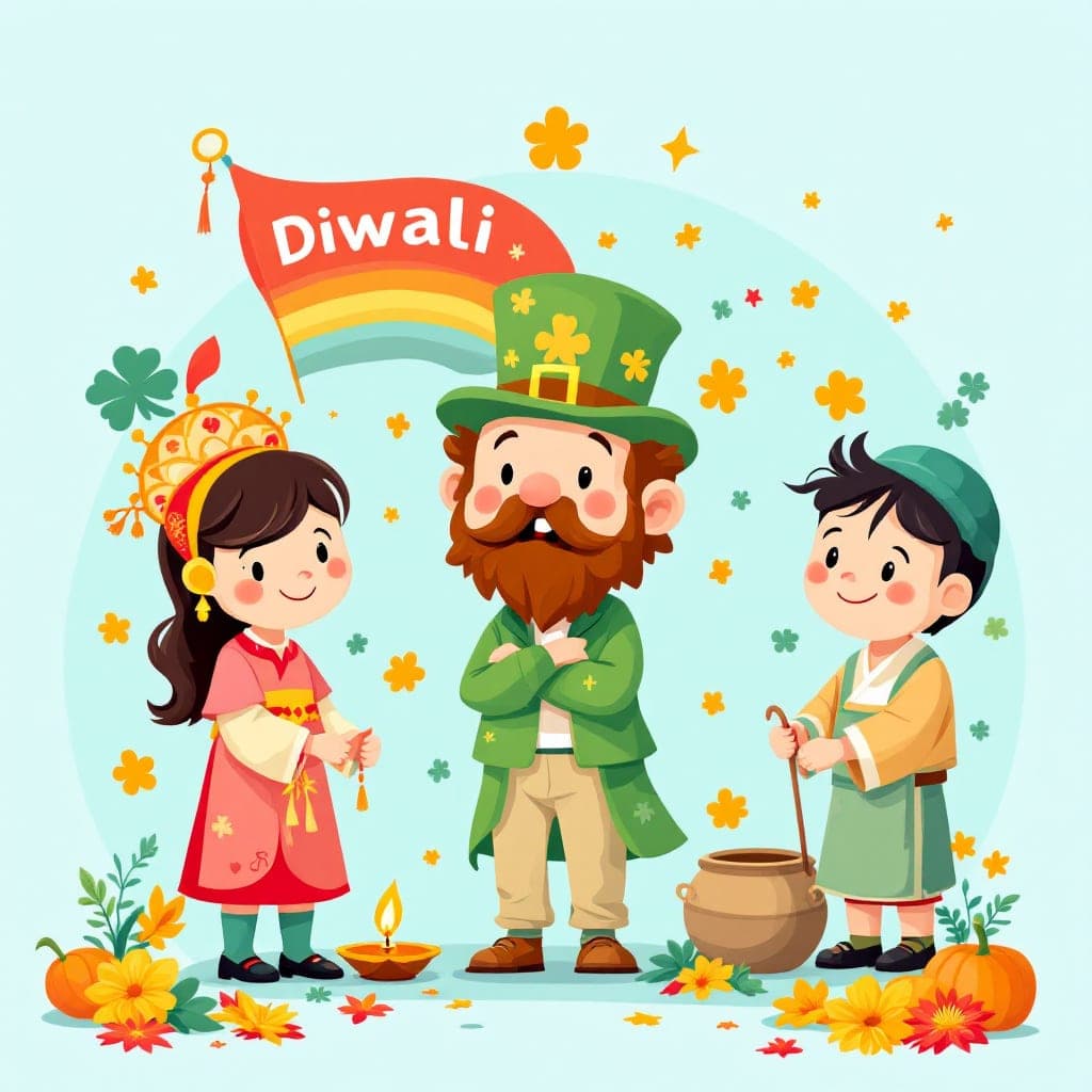 Diwali / Chinese New Year / St. Patrick's Day / Eid: Multicultural festival study as part of "celebrations" strand, classroom activities
