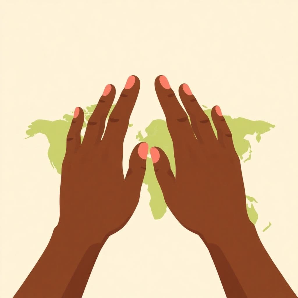Impact of Colonial Development: two hands reaching toward each other over a map, classroom activities