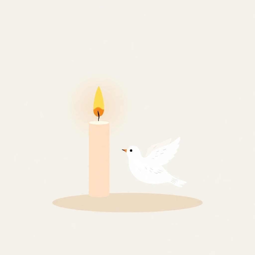 International Day for the Abolition of Slavery: a lit memorial candle next to a single white dove, classroom activities