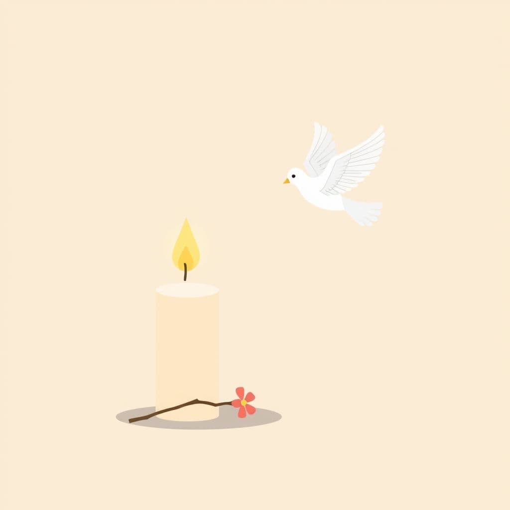 International Day for the Abolition of Slavery: a lit memorial candle next to a single white dove