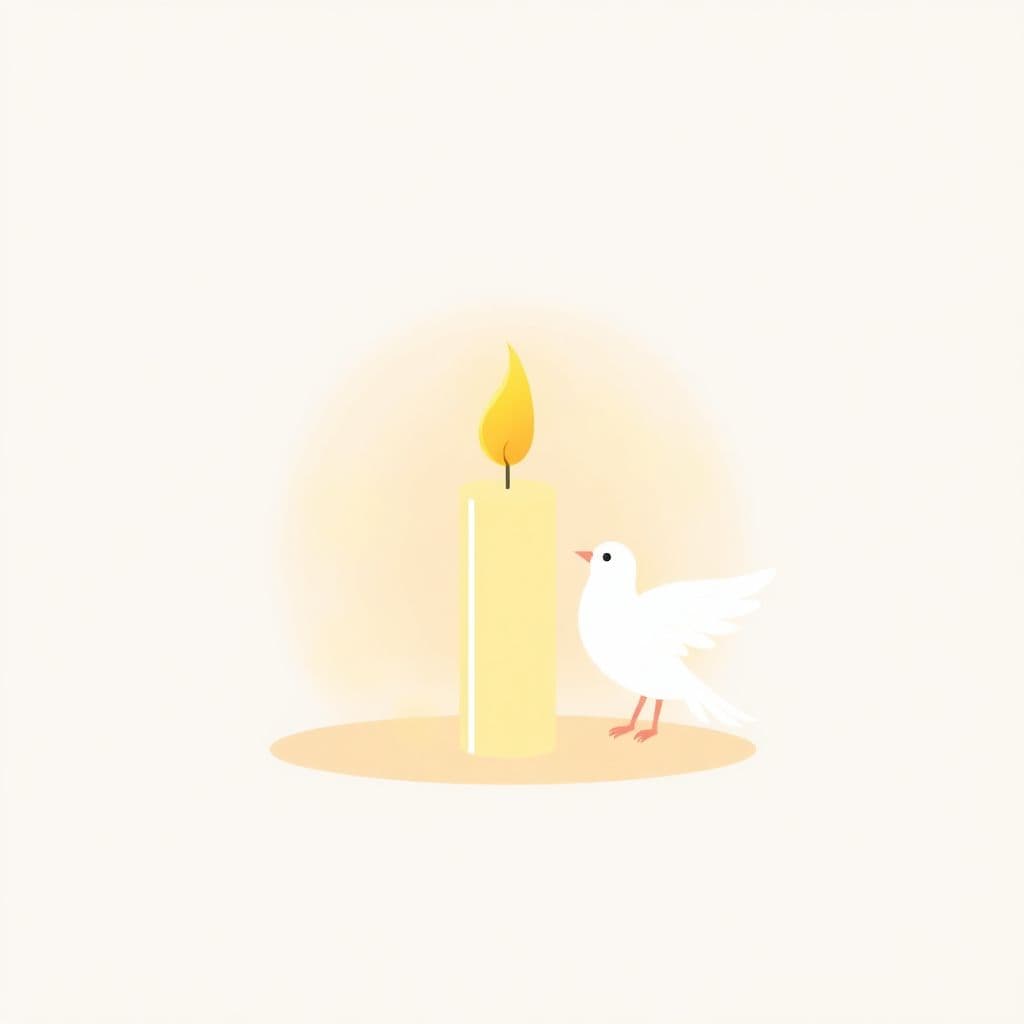 International Day of Commemoration for Victims of Genocide: a lit memorial candle next to a single white dove