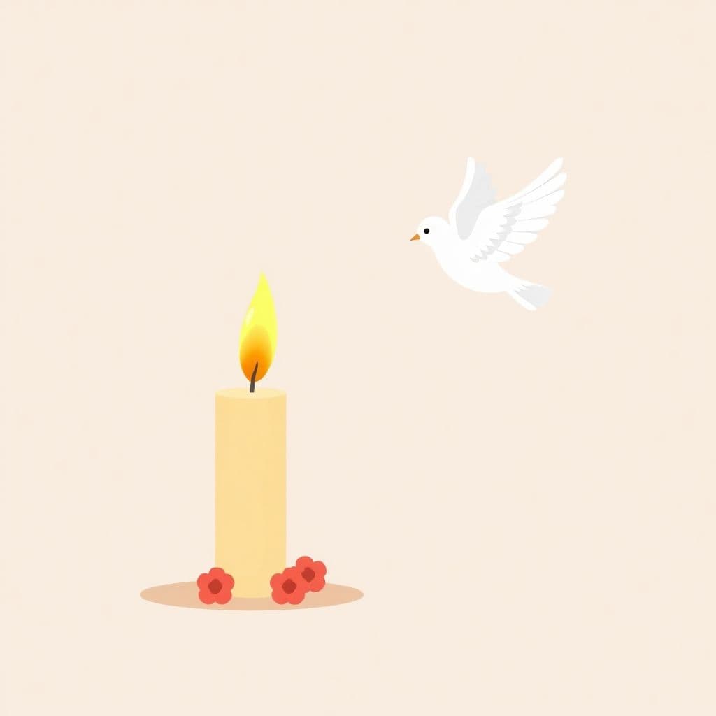 International Day of Remembrance of the Victims of Slavery: a lit memorial candle next to a single white dove, classroom activities