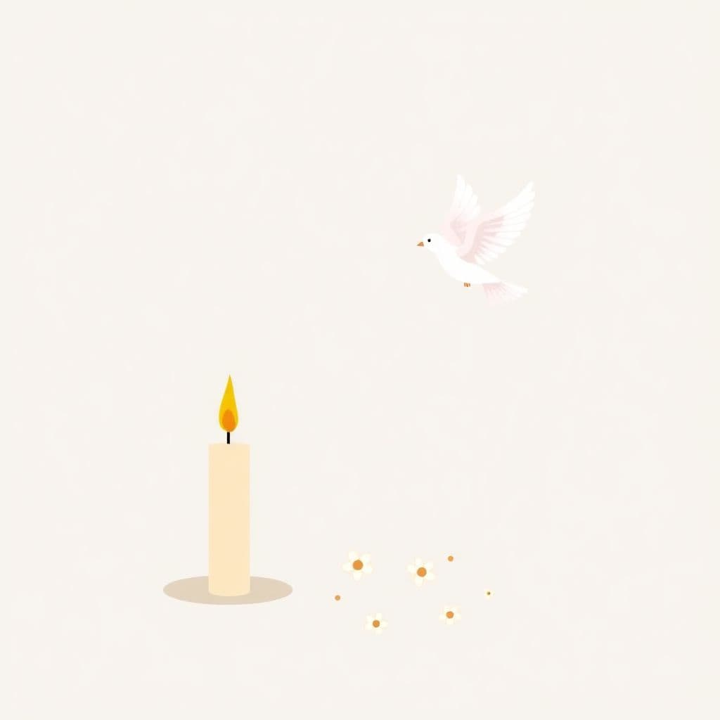 International Day of Remembrance of the Victims of Slavery: a lit memorial candle next to a single white dove