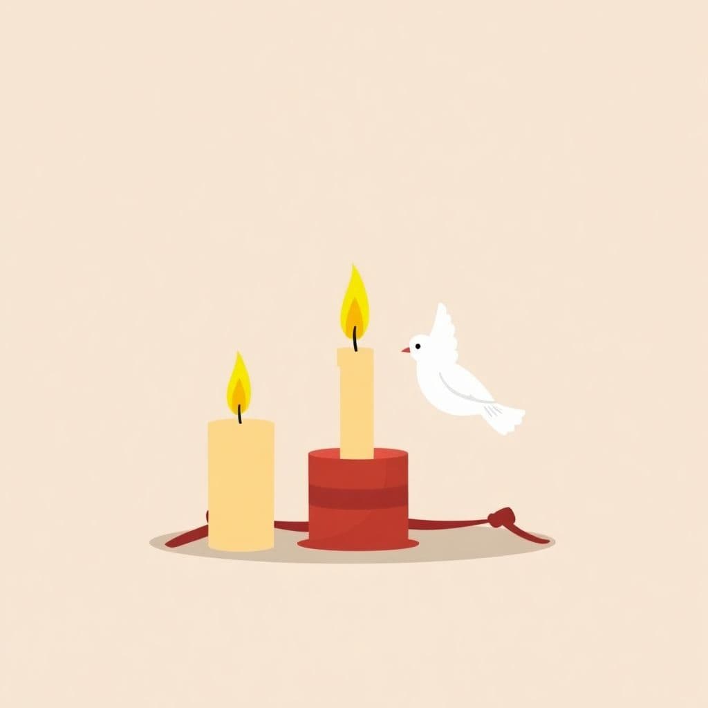 International Holocaust Remembrance Day: a lit memorial candle next to a single white dove