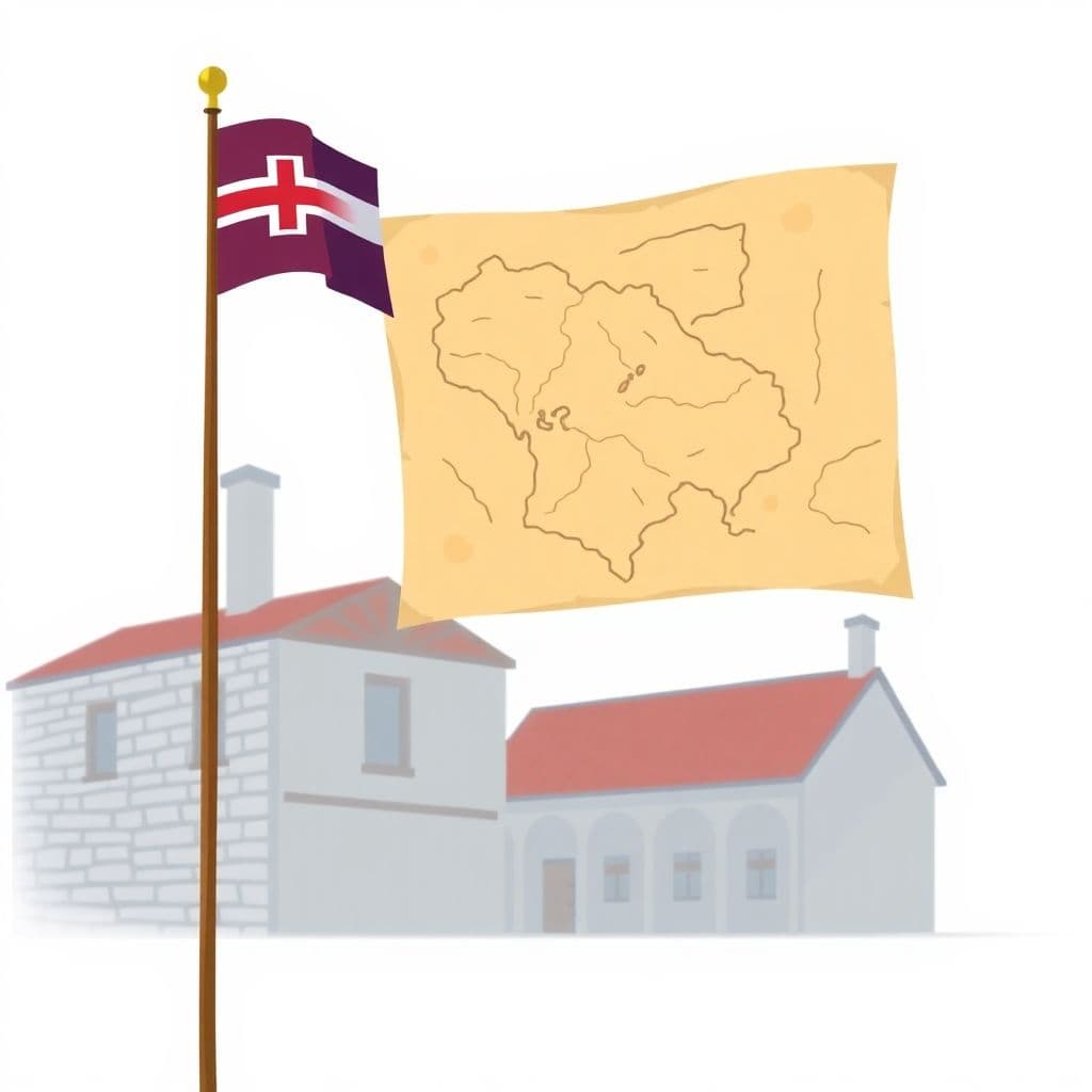 Irish Revolution and War of Independence: a historic flag and an old parchment map, classroom activities