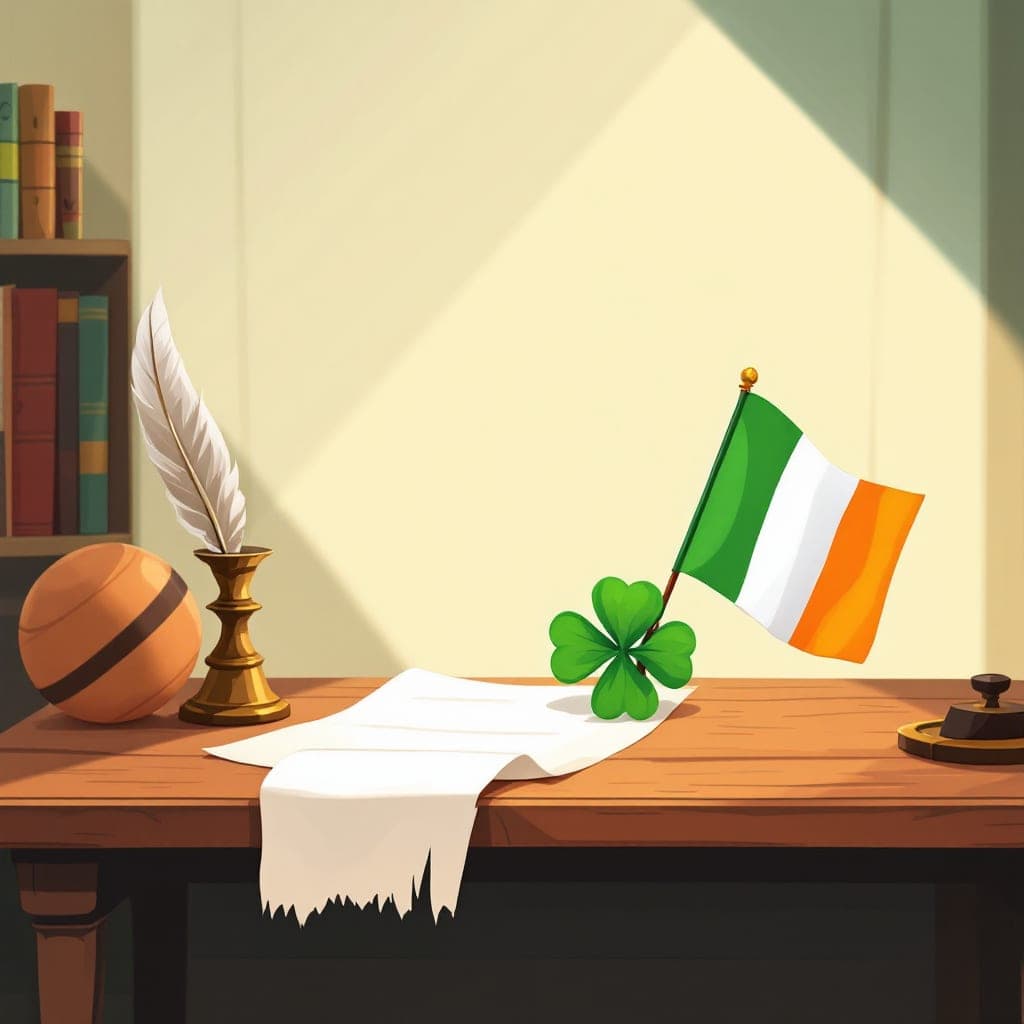 Irish Revolution and War of Independence: a historic flag and an old parchment map