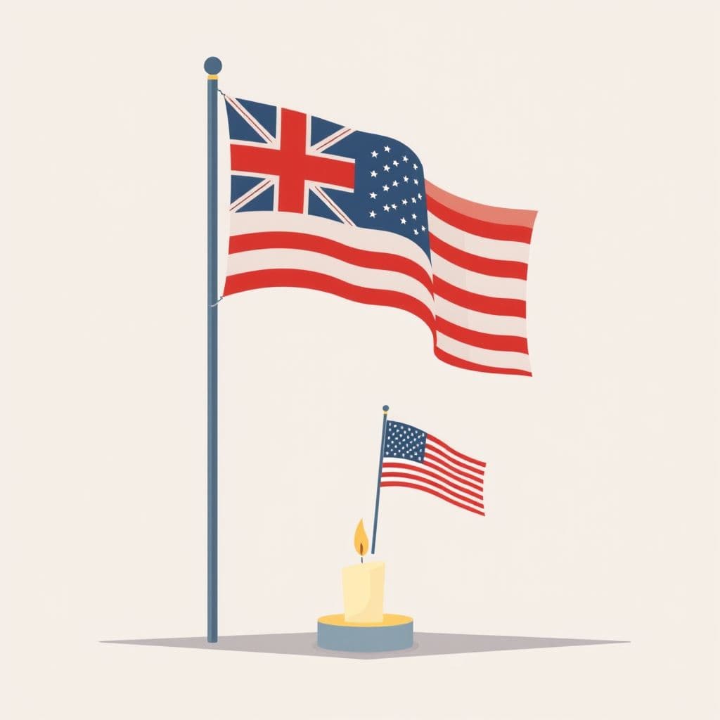 The Irish War of Independence: a lit memorial candle and a simple flag