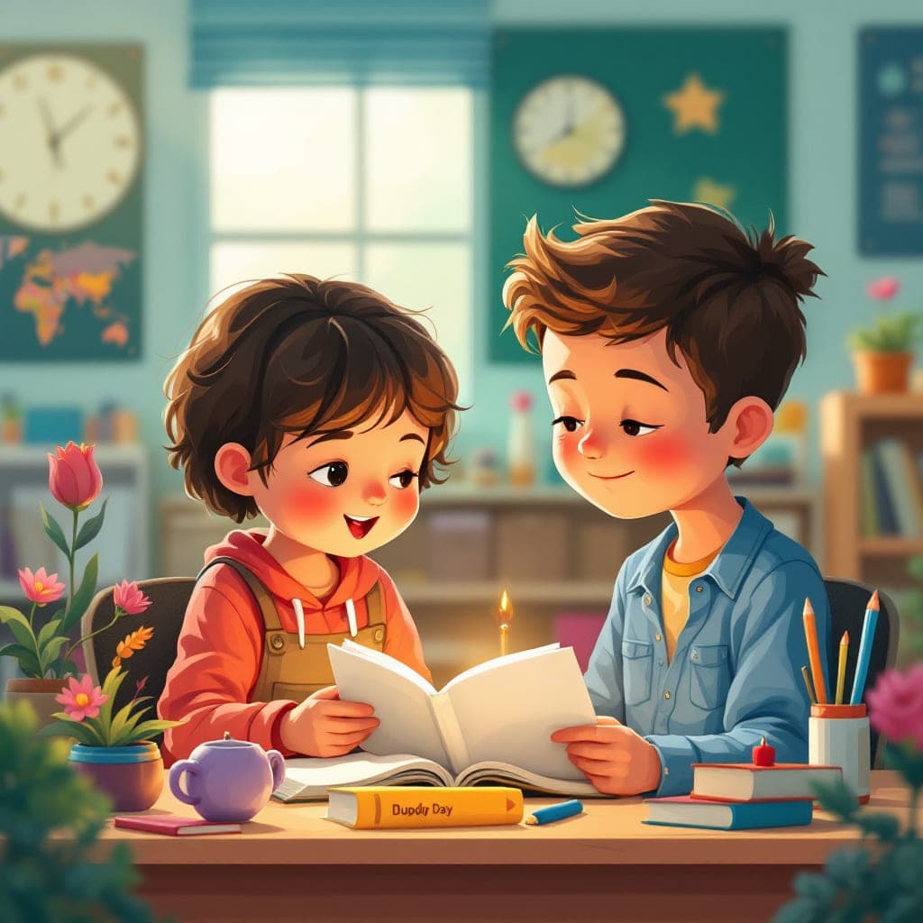 Kindergarten Buddy Day: 1st graders mentor/read with younger buddies, classroom activities