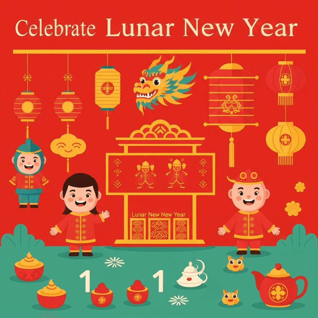 Lunar New Year, Celebrate Lunar New Year with reading passages about Chinese, Korean, and Vietnamese New Year traditions, dragon dances, lanterns, and the 12-year animal cycle.