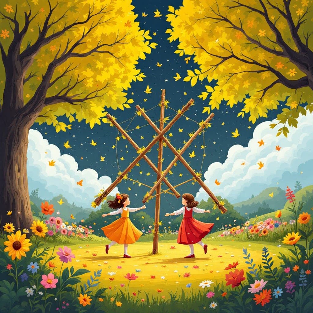 May Day: Maypole dancing, flowers, start of summer