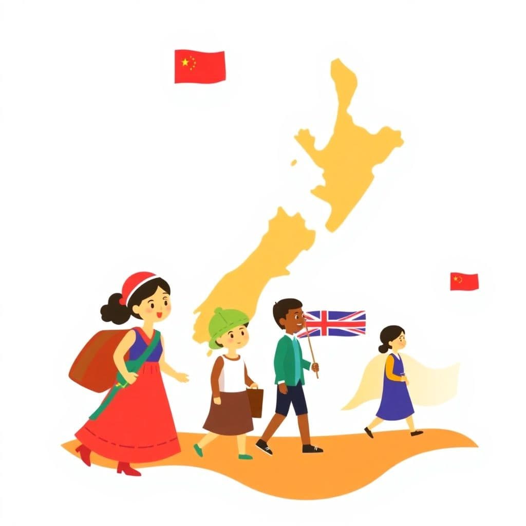Migration Stories to New Zealand: Journeys of British, Irish, Chinese, Indian, Pacific, European, American, African migrants to NZ, classroom activities