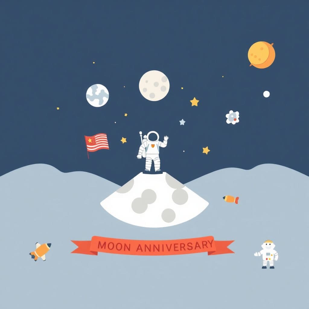 Moon Day: Moon landing anniversary, simple space concepts