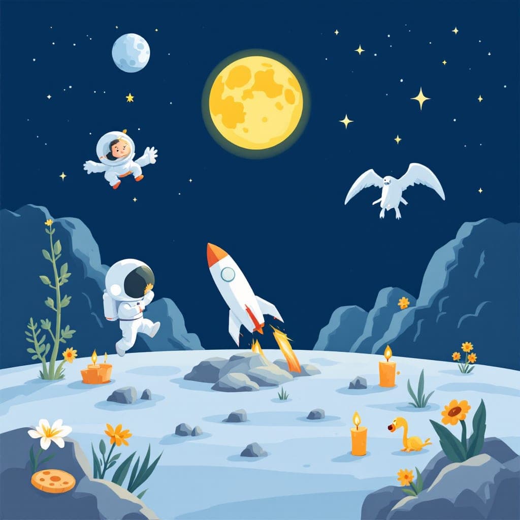 Moon Day: Moon landing anniversary, simple space concepts