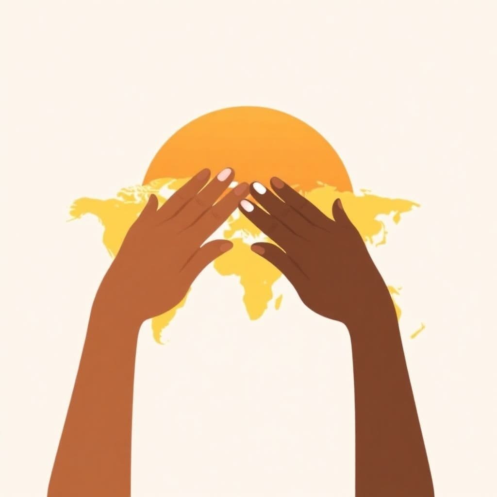 National Day for Truth and Reconciliation: two hands reaching toward each other over a map