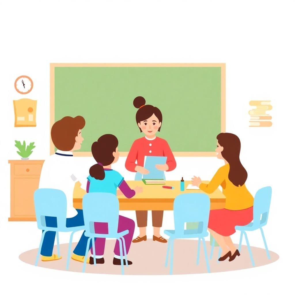 Parent-Teacher Conferences: Families meet with the teacher about progress