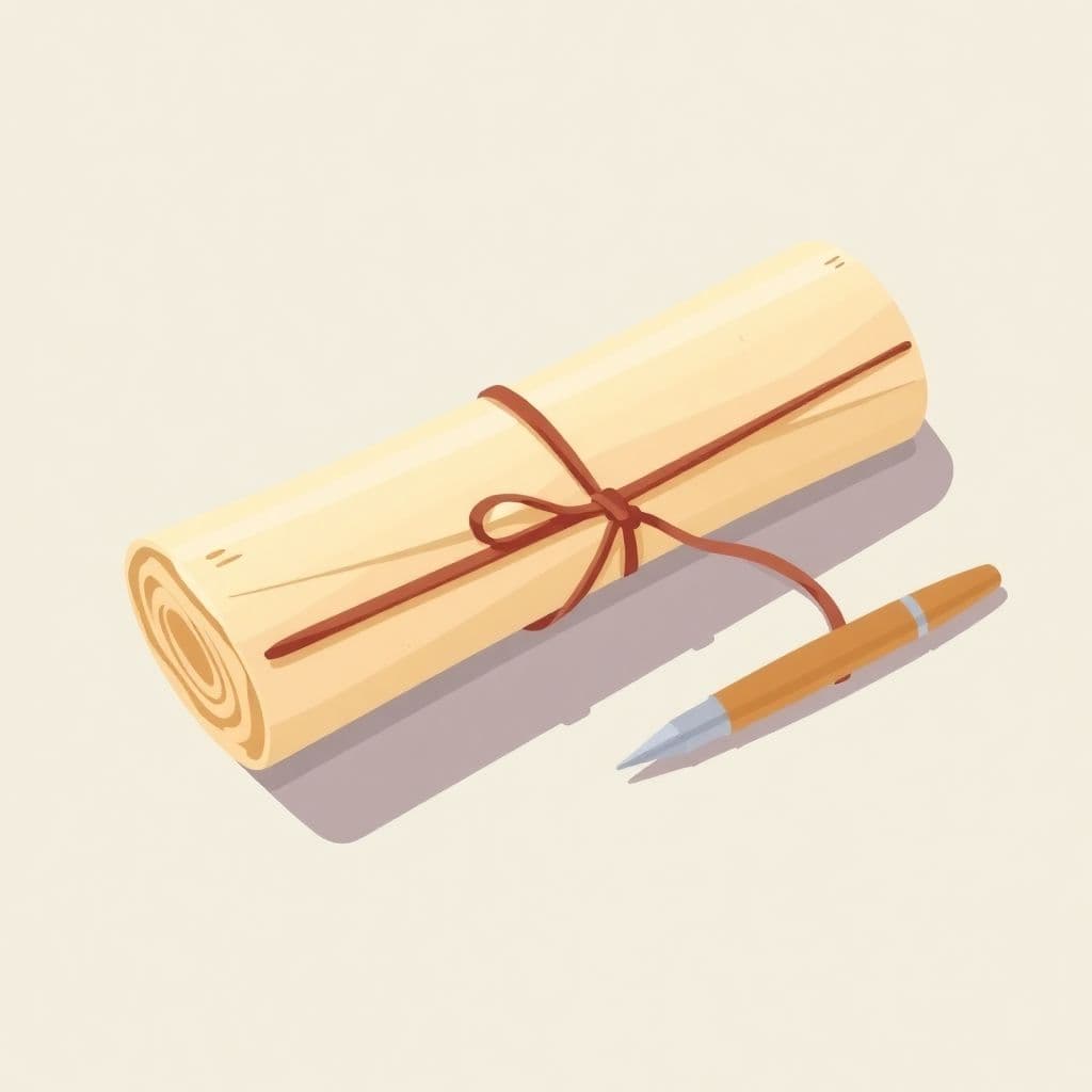 Reconstruction: an old rolled parchment document tied with ribbon, classroom activities