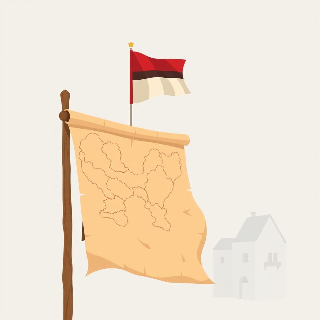 Revolutionary War in Virginia: a historic flag and an old parchment map, classroom activities