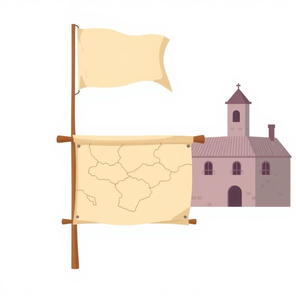 Revolutionary War in Virginia: a historic flag and an old parchment map