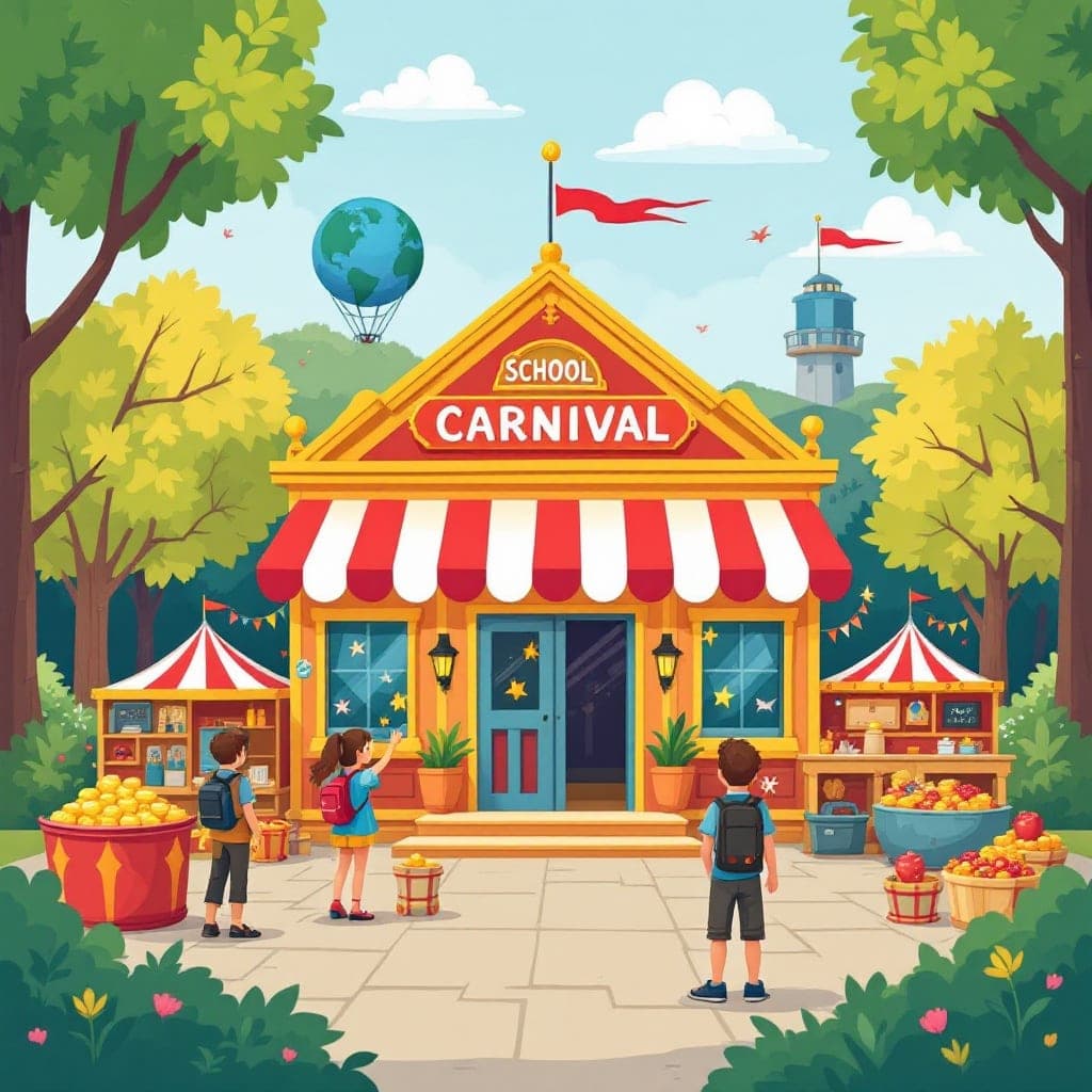 School Carnival: Fun fundraiser event with games, classroom activities