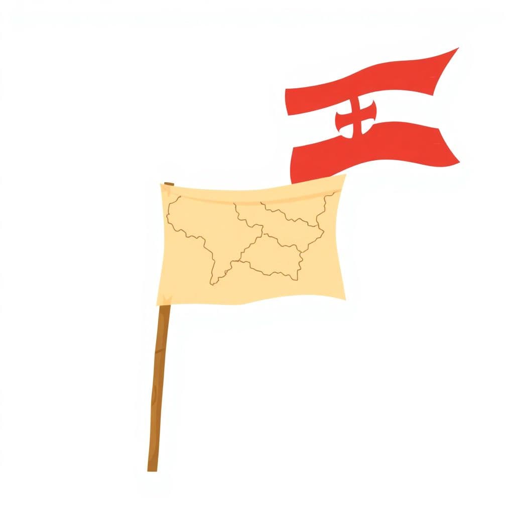 Stamp Act: a historic flag and an old parchment map, classroom activities