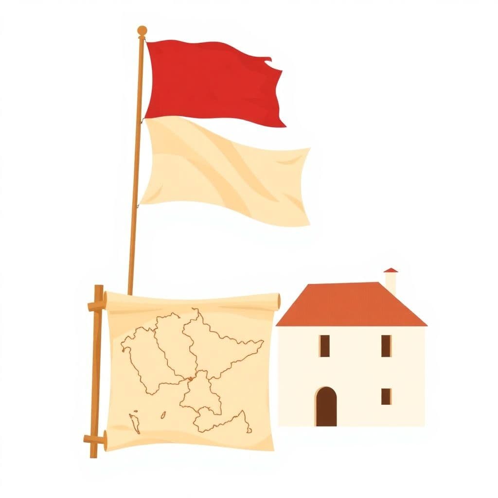 Stamp Act: a historic flag and an old parchment map