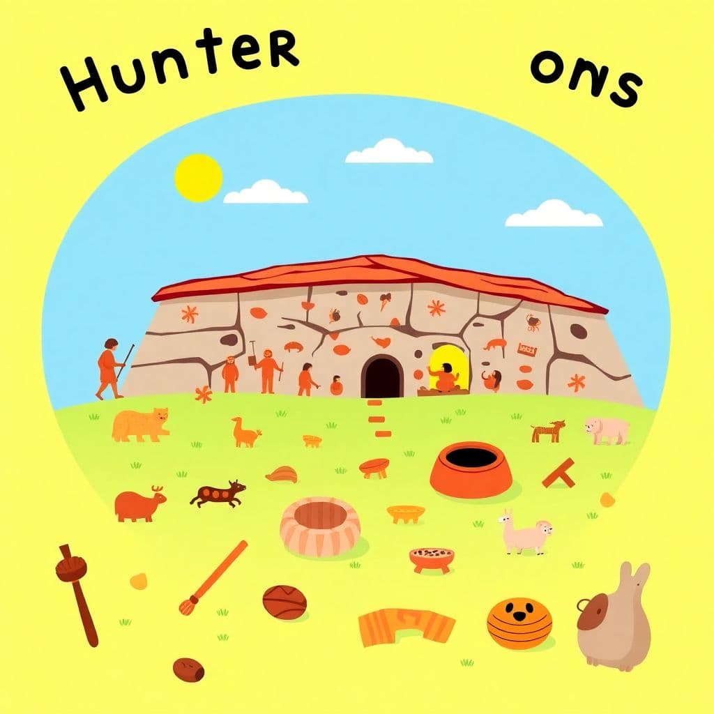 Stone Age (Palaeolithic, Mesolithic & Neolithic): Hunter-gatherers, cave paintings, early tools, Skara Brae, Cheddar Man