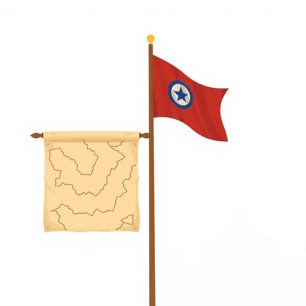 The Runaway Scrape: a historic flag and an old parchment map, classroom activities