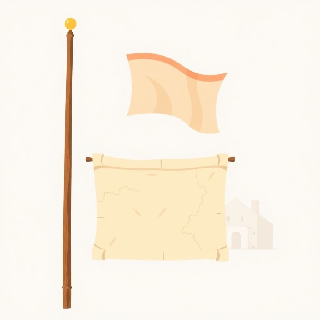 Townshend Acts: a historic flag and an old parchment map