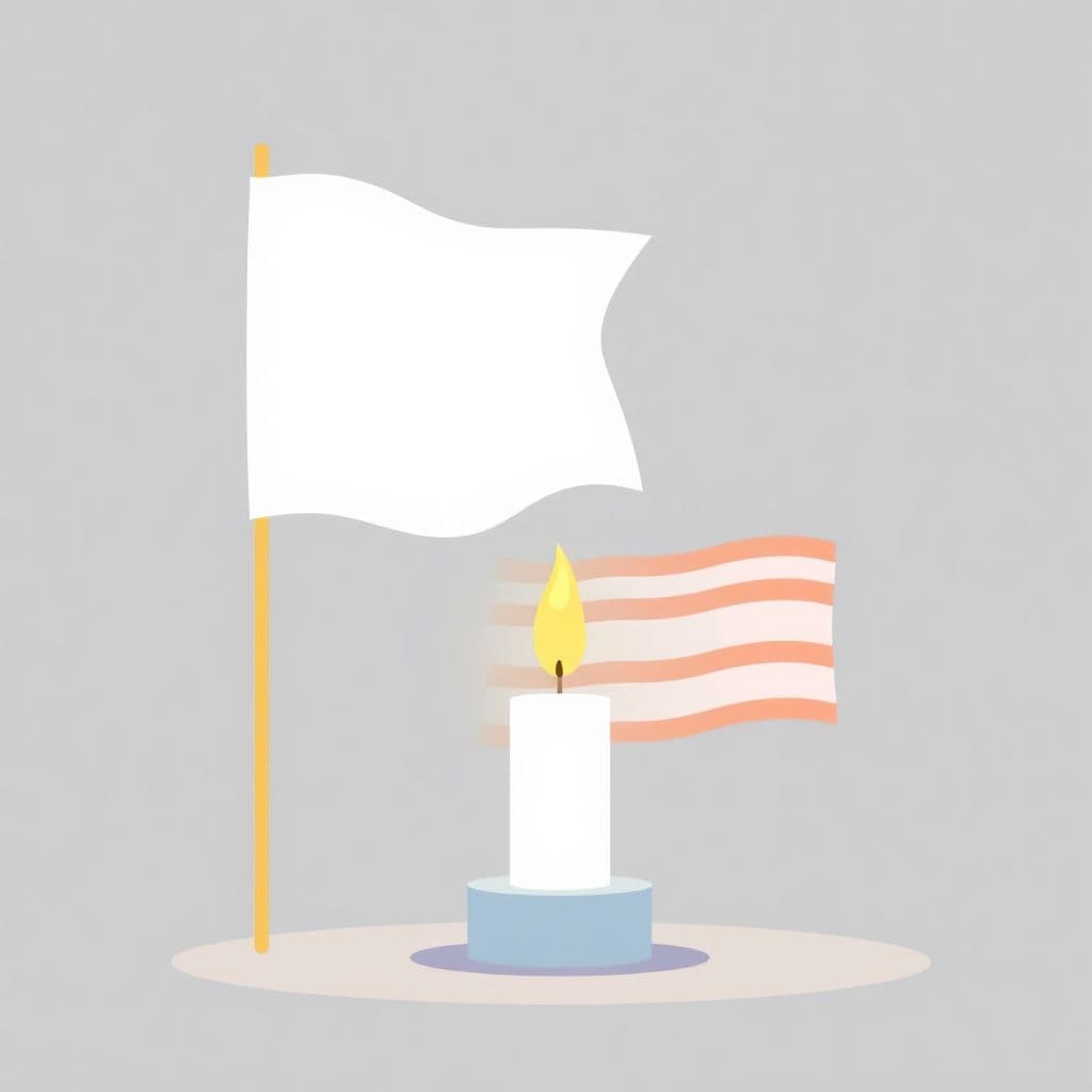 Westward Expansion: a lit memorial candle and a simple flag
