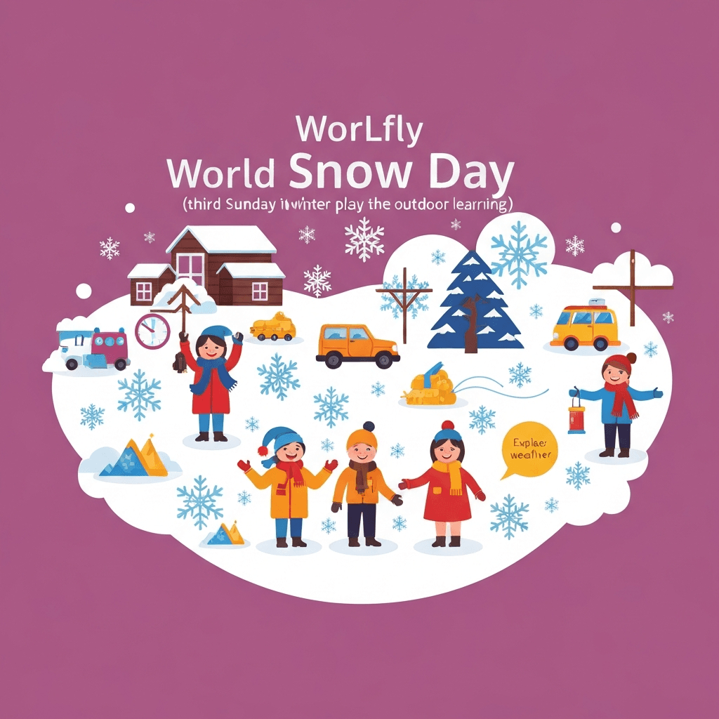 World Snow Day, World Snow Day (third Sunday in January) celebrates winter play and outdoor learning. Explore snowflake science, winter weather, and cold-climate animals.