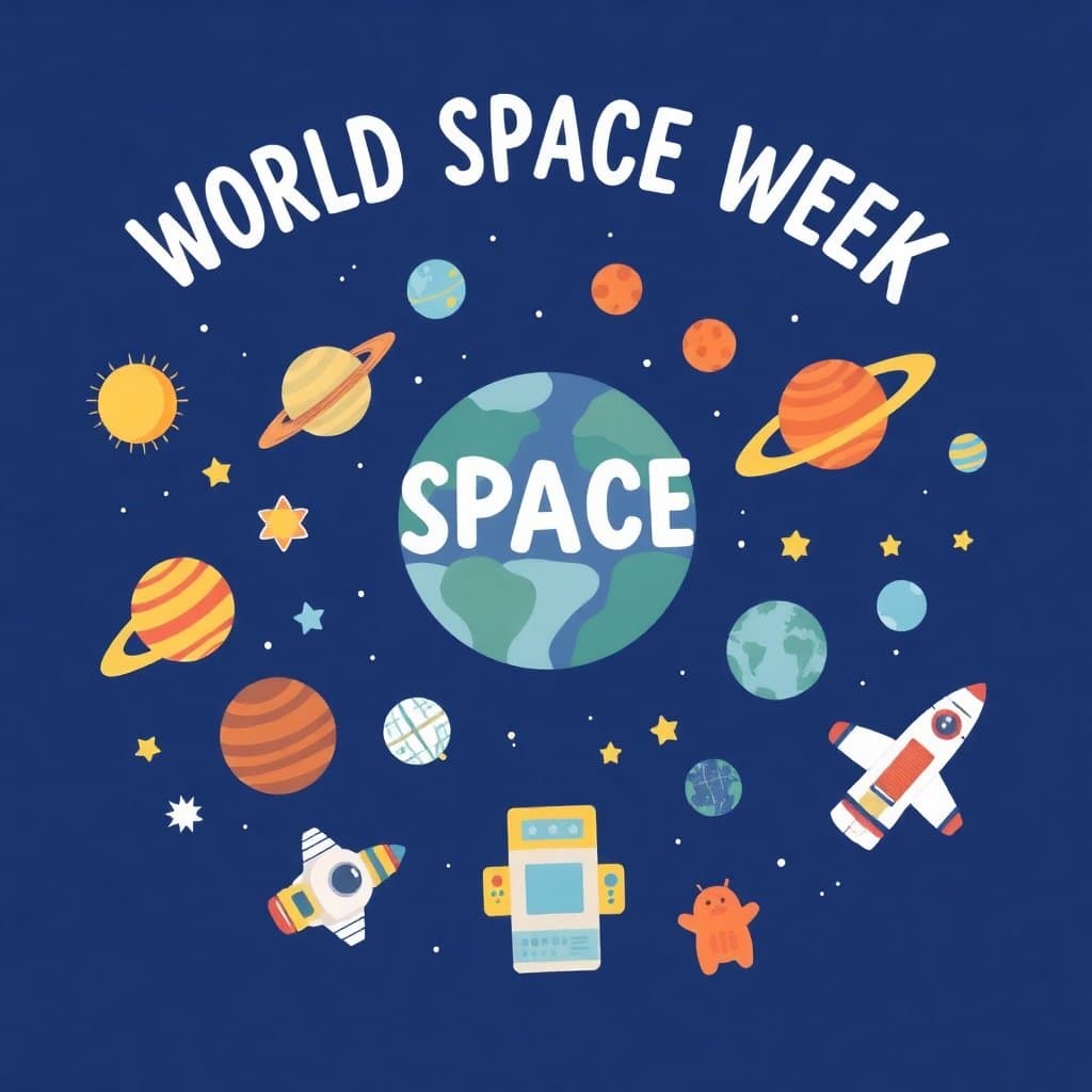 World Space Week, World Space Week (Oct 4-10) celebrates space science and technology. Explore the solar system, space exploration history, astronauts, and STEM careers in science and engineering.