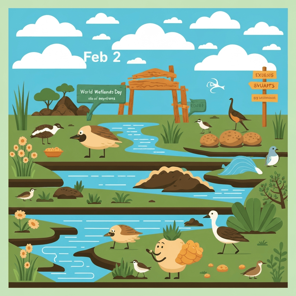 World Wetlands Day, World Wetlands Day (Feb 2) highlights the importance of wetland ecosystems. Explore marshes, swamps, and bogs with science and environmental worksheets.