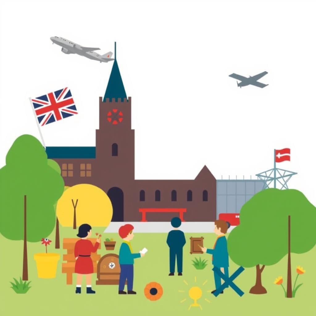 WWII Local History Study: Local war industry/jobs, Blitz/evacuation/rationing impact, VE Day celebrations, war memorials