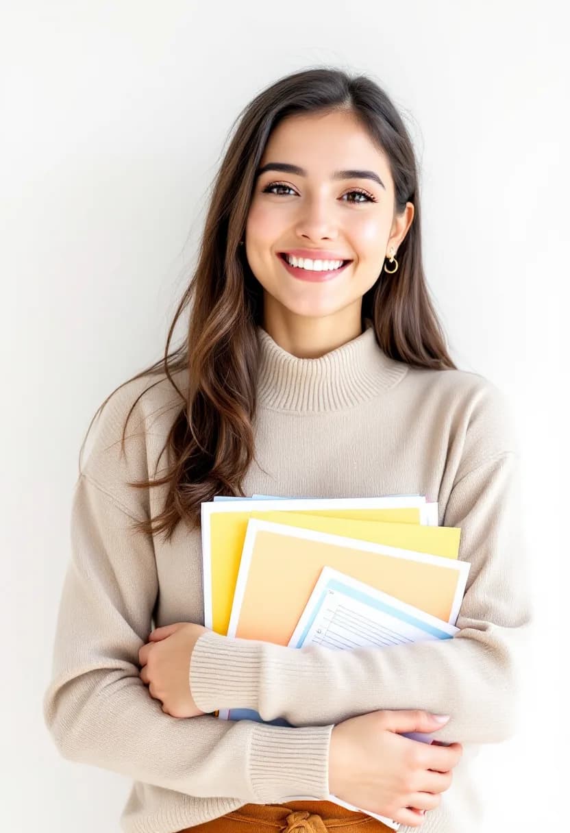 Teacher holding worksheets