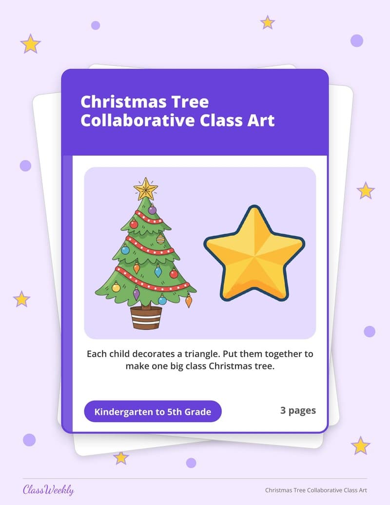 Christmas Tree Collaborative Class Art - 4th Grade Classroom Setup printable preview