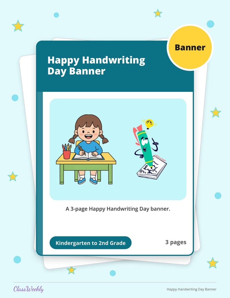 Happy Handwriting Day Banner - 2nd Grade Classroom Setup printable preview