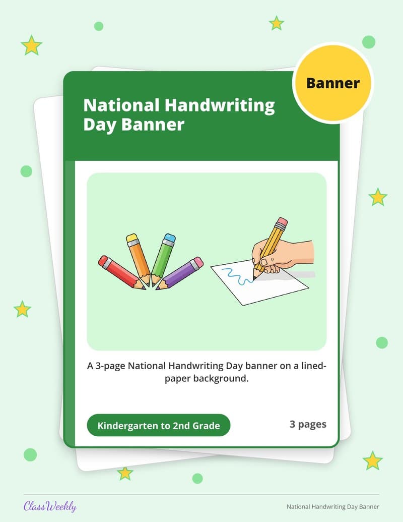 National Handwriting Day Banner - 2nd Grade Classroom Setup printable preview