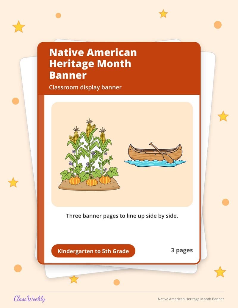 Native American Heritage Month Banner - 4th Grade Classroom Setup printable preview