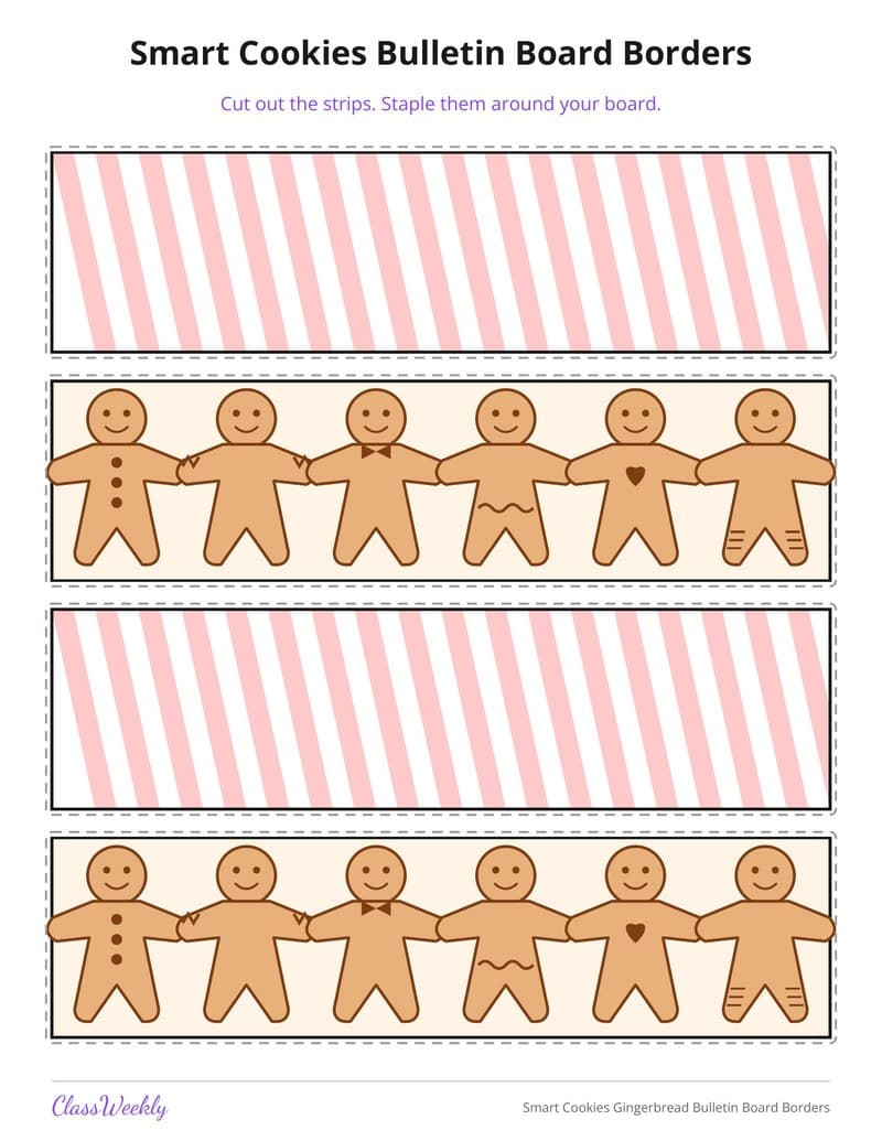 Smart Cookies Gingerbread Bulletin Board Borders - 4th Grade Classroom Setup printable preview
