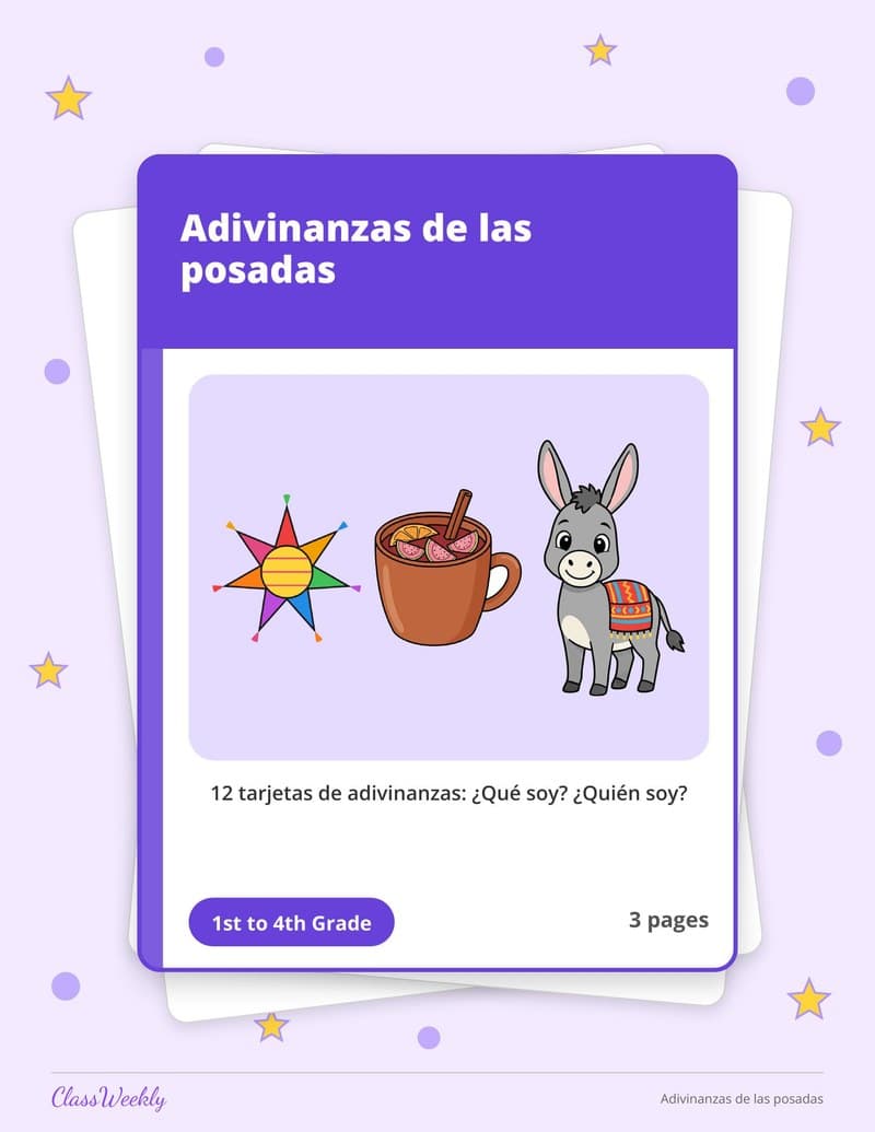 Adivinanzas de las posadas - 2nd Grade Holiday Activities printable preview