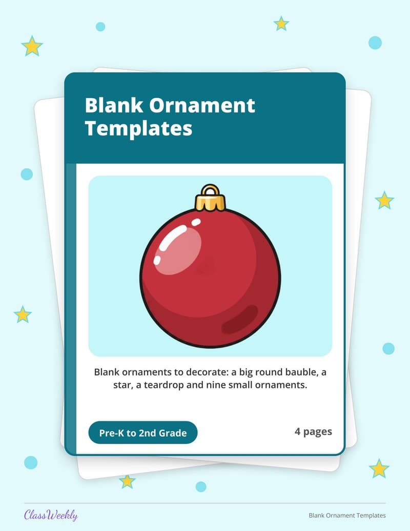 Blank Ornament Templates - 2nd Grade Holiday Activities printable preview